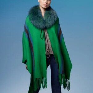 ✨Ooh La La Sleeved Shawl Wrap with Fox Trim✨